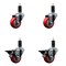 Service Caster 3'' Red Poly Wheel Swivel 1-1/4'' Expanding Stem Caster Set 2 Brakes, 4PK SCC-EX20S314-PPUB-RED-2-PLB-2-114 - alternate 1